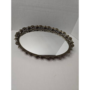 Vintage oval mirrored tray